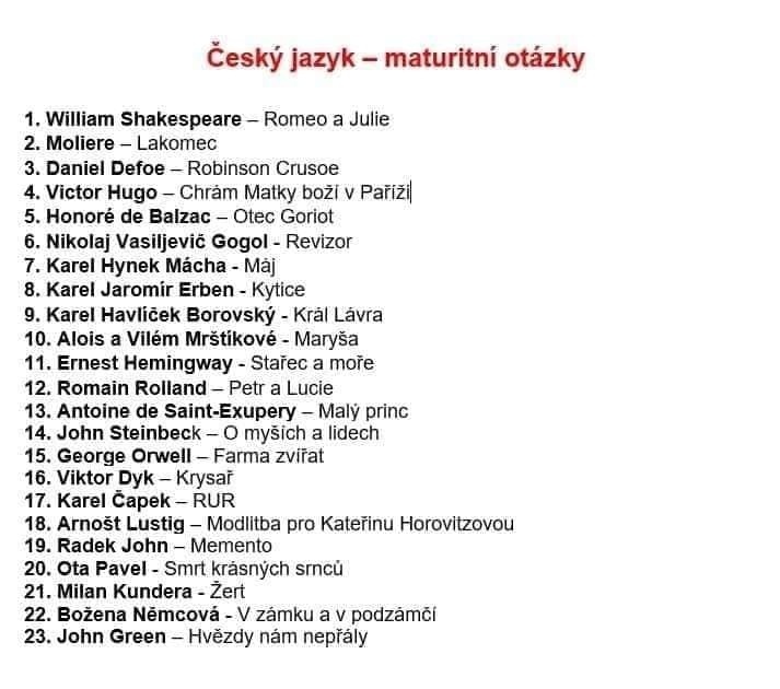 Maturitní otázky - český jazyk