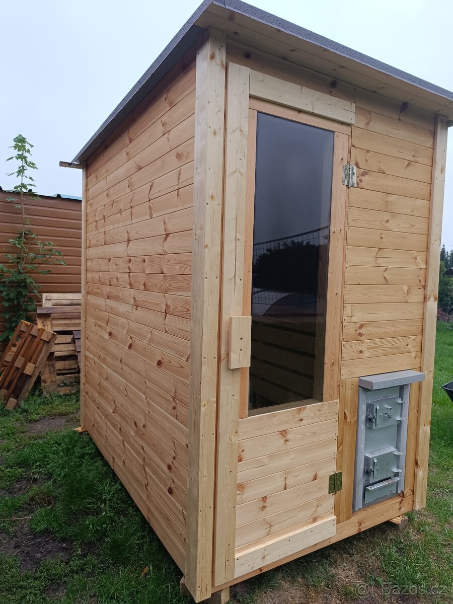 Finská sauna na dřevo,SLEVA  , 2,1 x ,1,44 m pro 3-4 os.