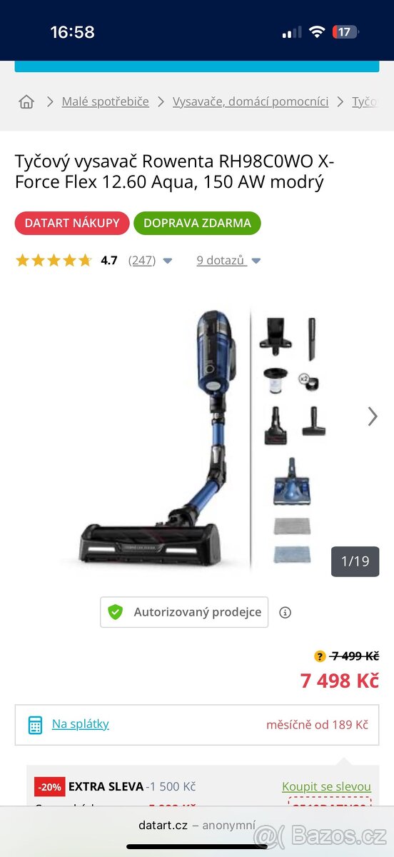 Rowenta X-force Flex 12.60 Aqua 150 AW