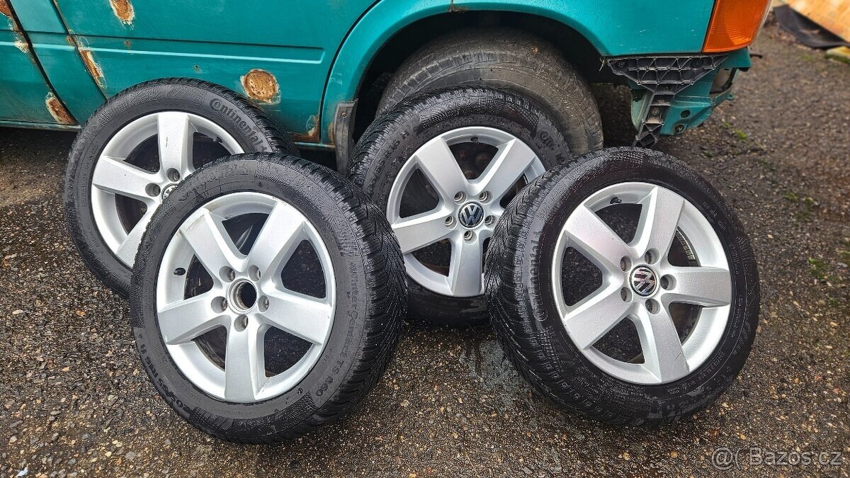 Alu kola originál Volkswagen 5x112 s zimní pneu 205/55/16