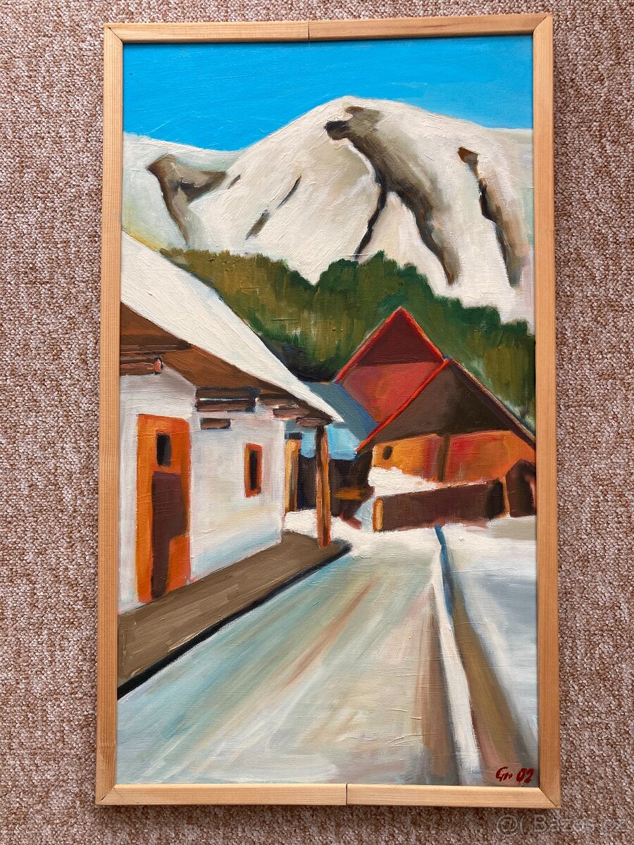 Obraz vesničky pod horami