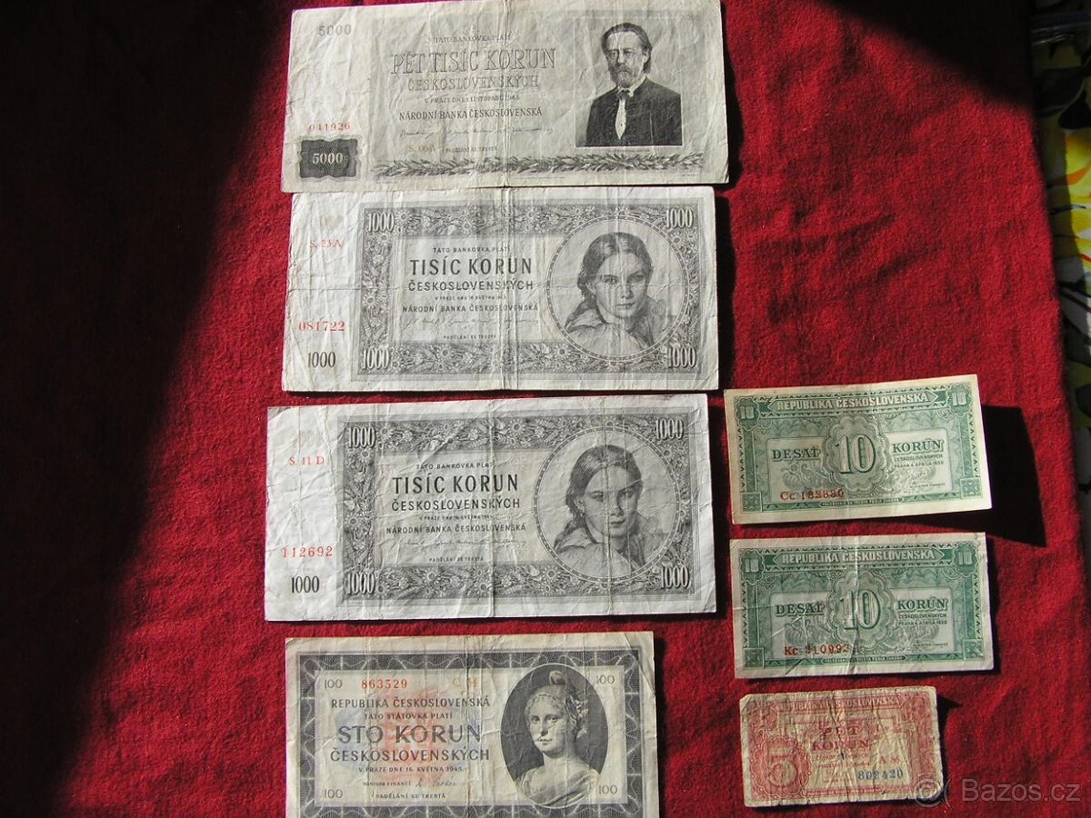 ČESKOSLOVENSKÉ POVOJNOVÉ BANKOVKY: 1945-1950