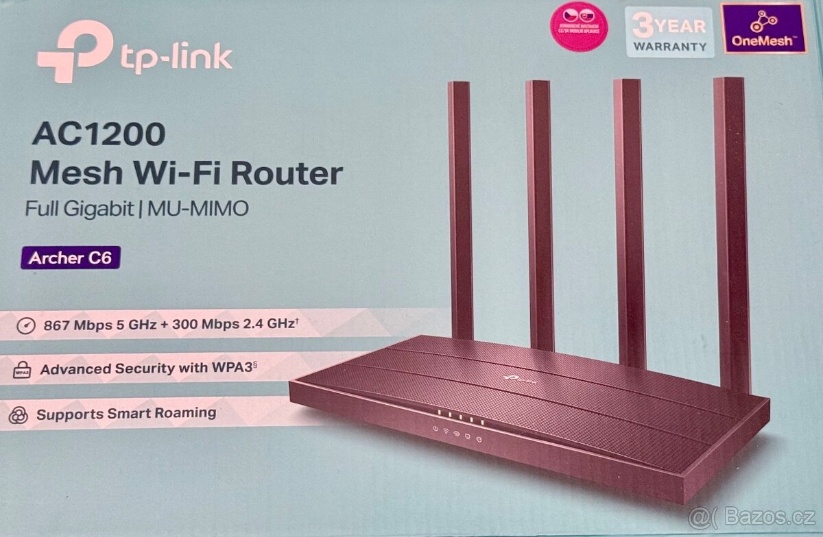 Nový, nepoužitý Wi-Fi router TP-Link Archer C6 (AC1200)