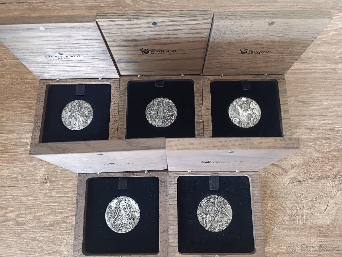 Seversti bohove, stribrne mince 5x2oz , ultra vysoky relief,