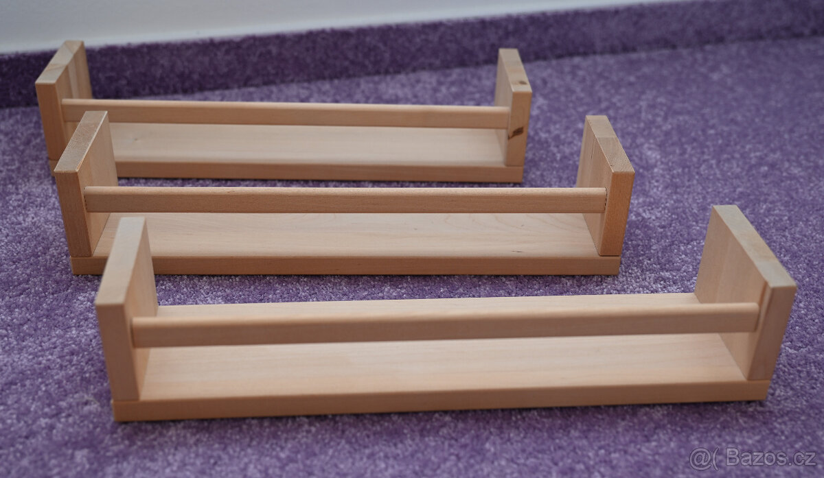 3 dřevěné poličky Bekväm (Ikea)