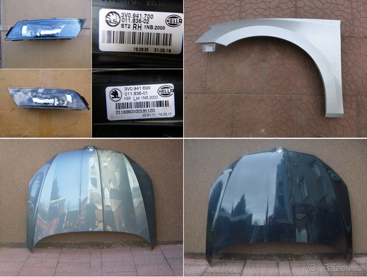 Škoda Superb III mlhovka blatník kapota 3V0823155