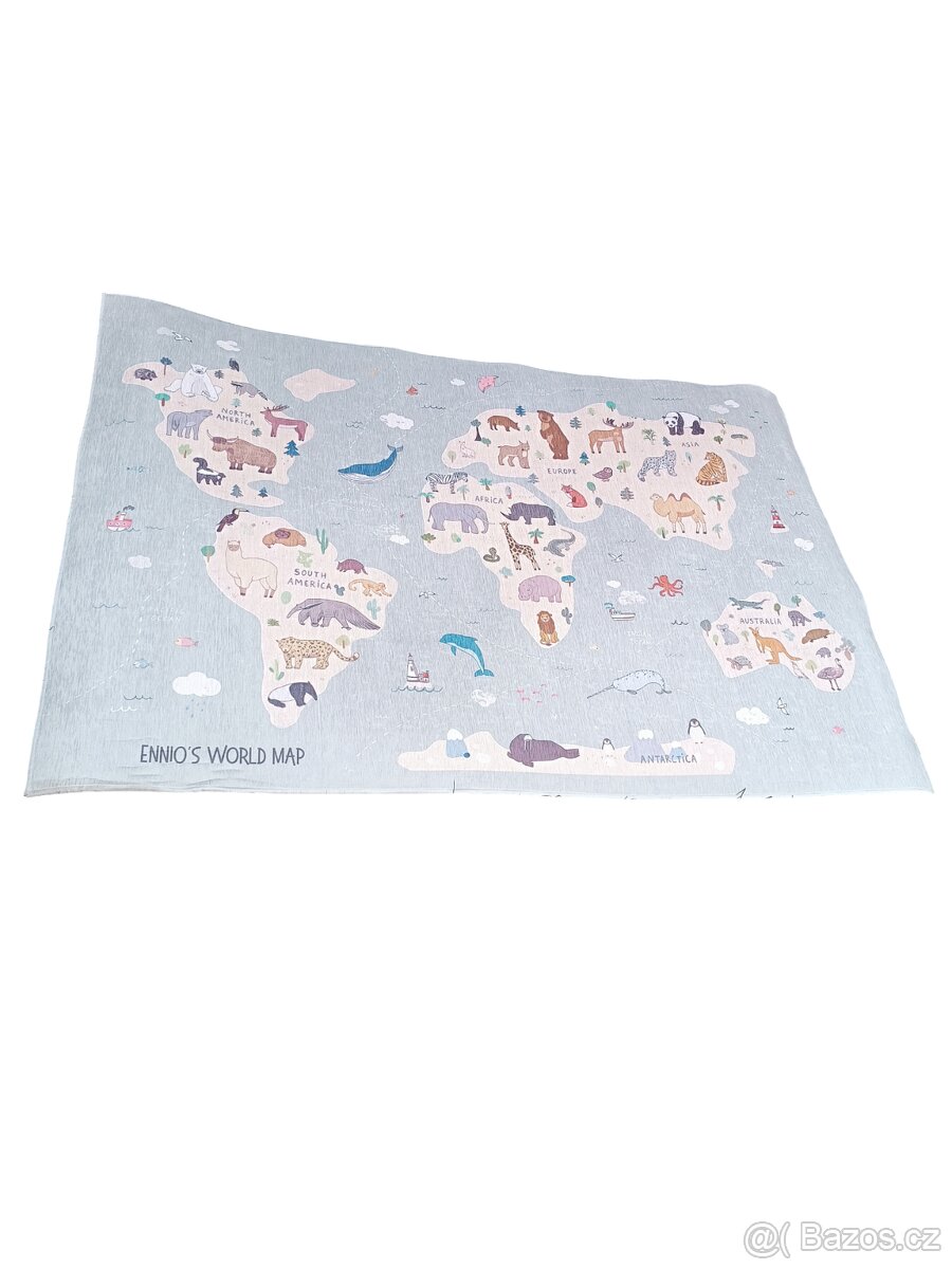 Koberec do dětského pokoje (mapa světa) - 120 x 180 cm