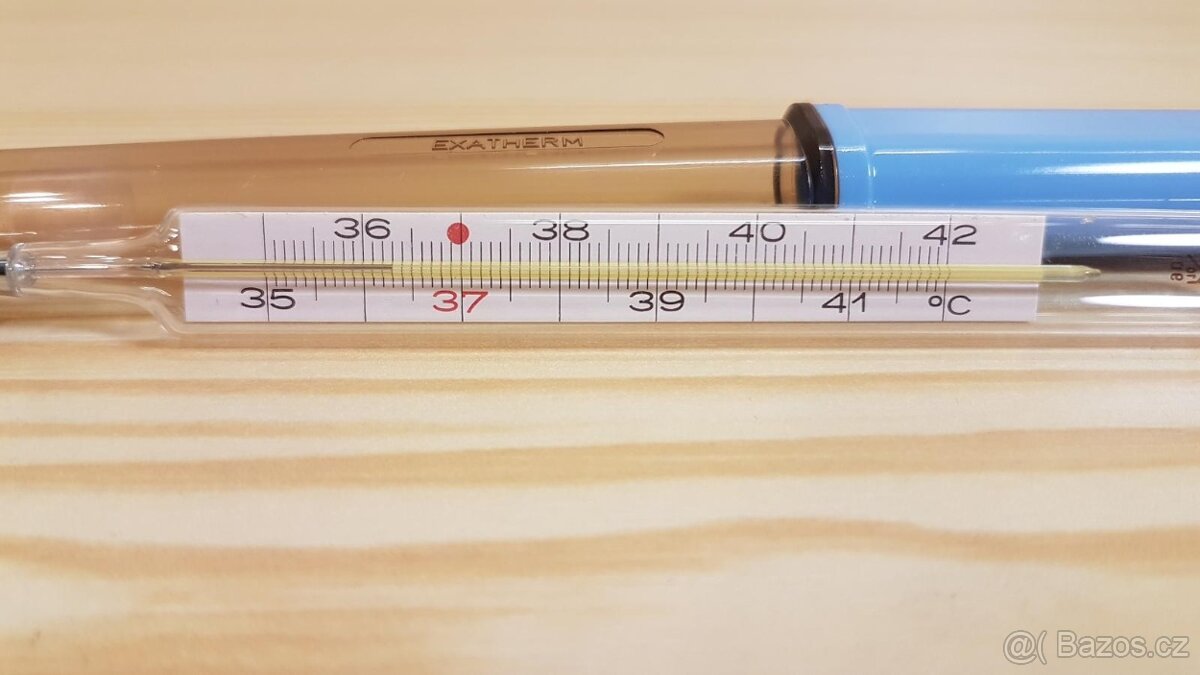 EXATHERM LÉKAŘSKÝ RTUŤOVÝ TEPLOMĚR, CERTIFIKOVANÉ RETRO-ZABA
