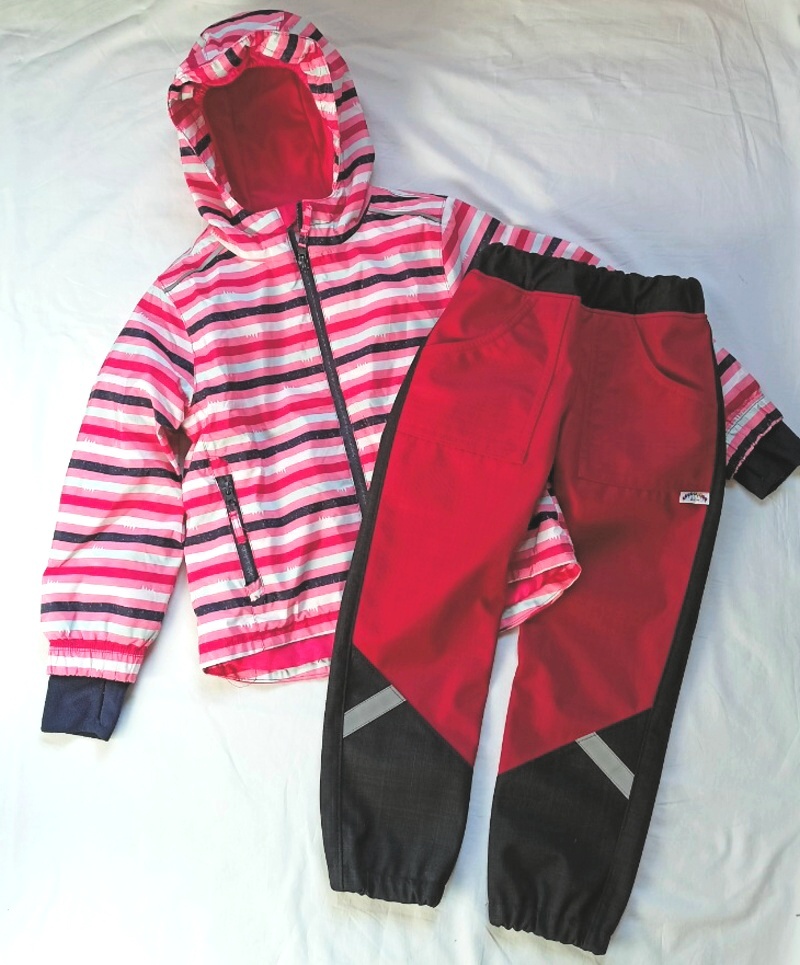 ZIMNÍ BUNDA+NOVÉ SOFTSHELLOVÉ KALHOTY, 4-5 let, 110/116 cm