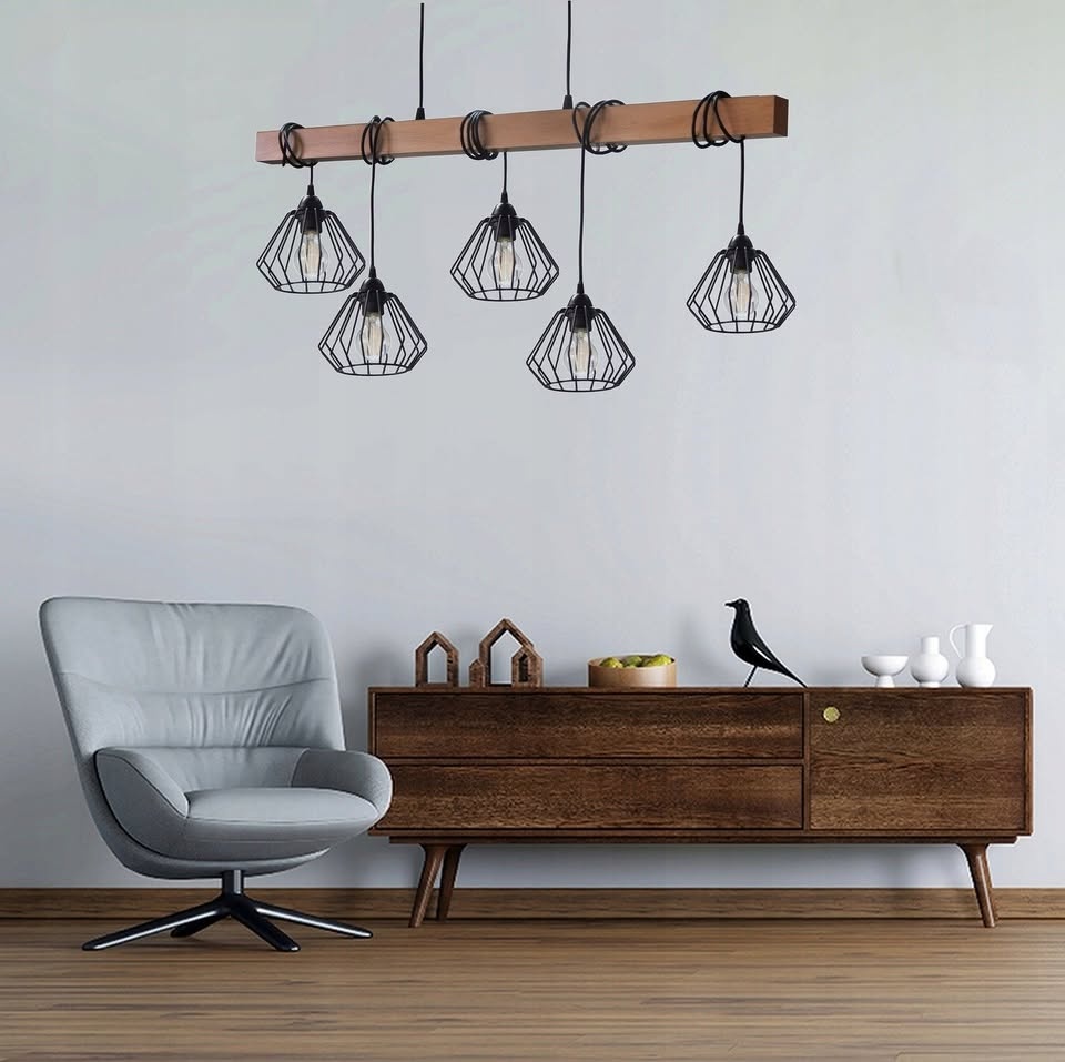 Moderní stropní svítidlo - bukový nosník