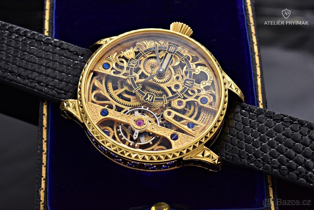Jedinečné starožítné 8-denní hodinky HEBDOMAS 1900