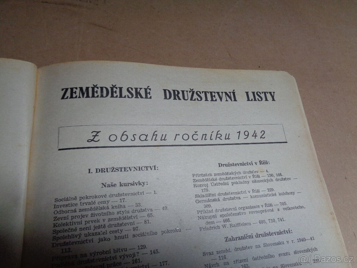 Svazek zemědělské listy 1942