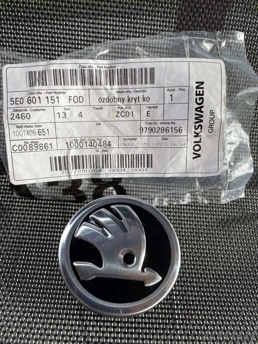 Ozdobný kryt Škoda na ALU kola 56mm