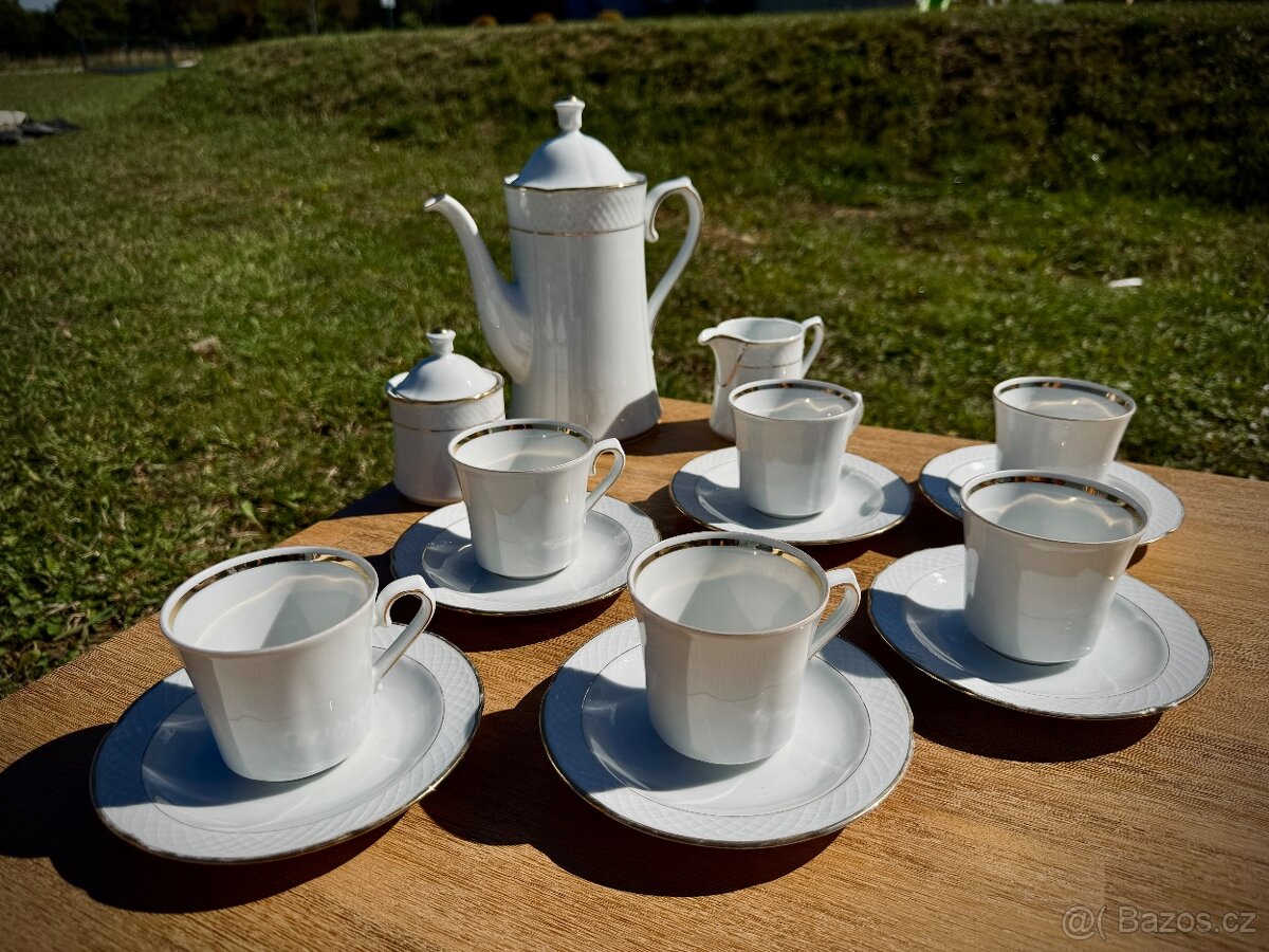 Čajová souprava Winterling Bavaria – porcelán se zlatou link