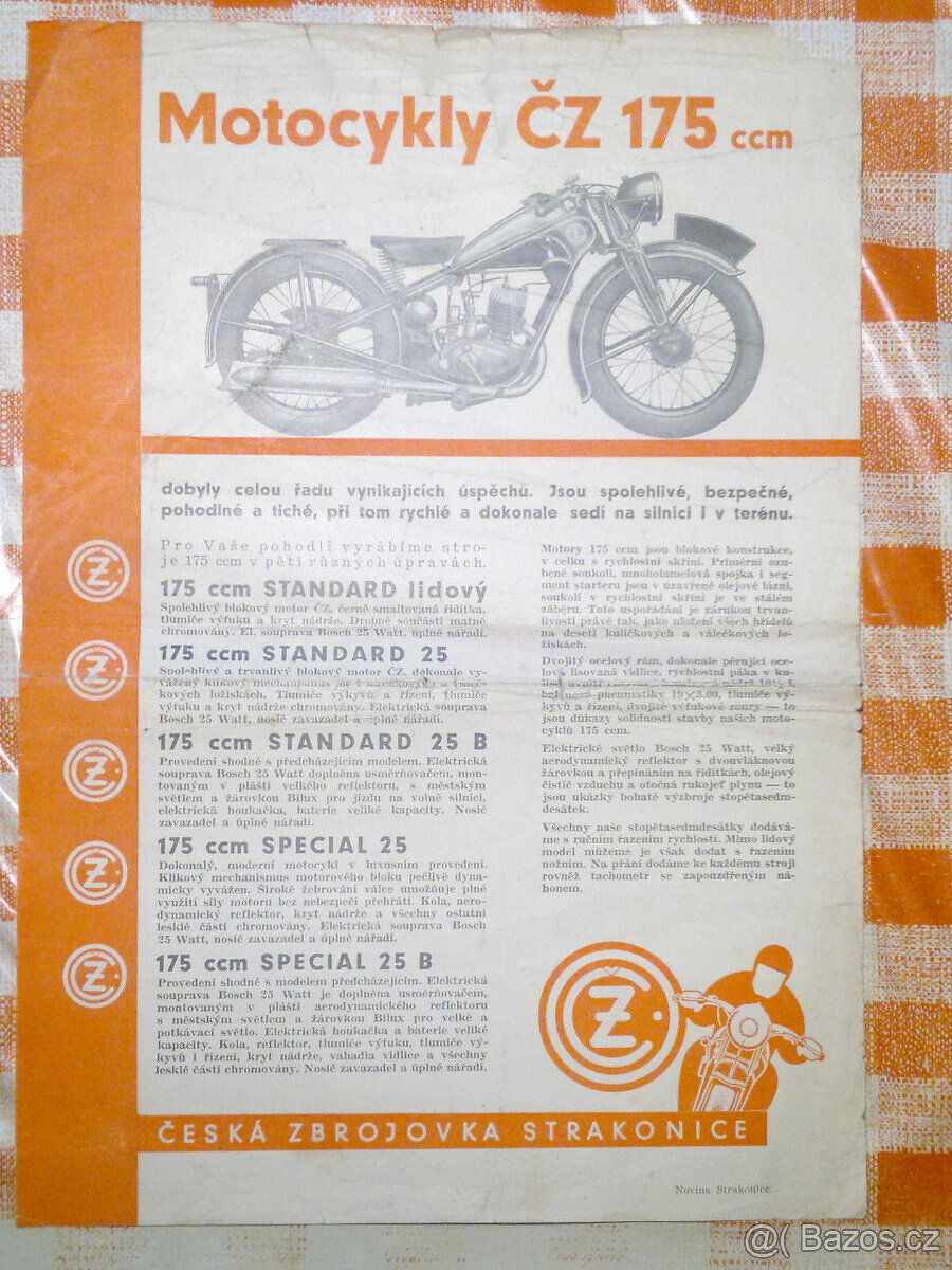 Prospekt original predvalecny CZ 175 CZ175 motocykl