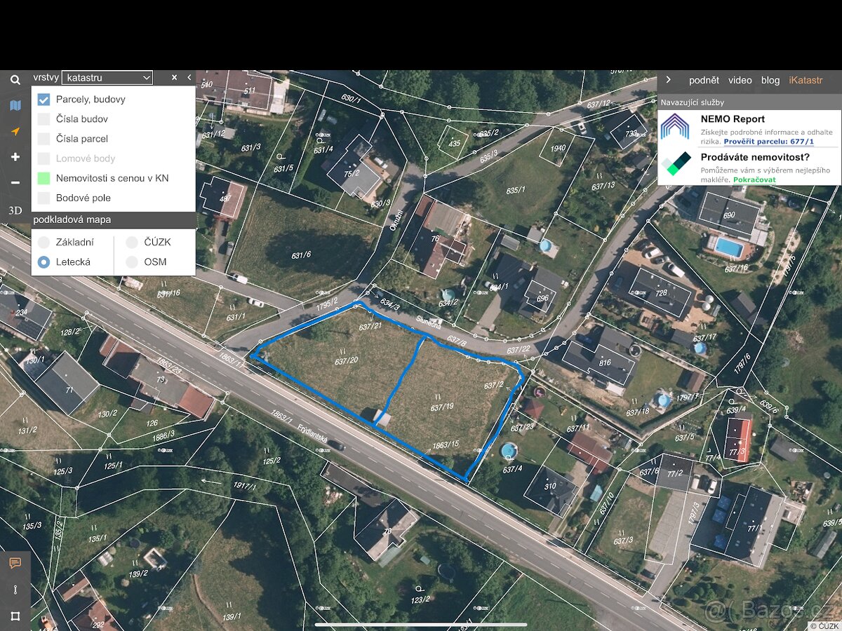 Prodej stavební parcely 2100 m² - Mníšek u Liberce