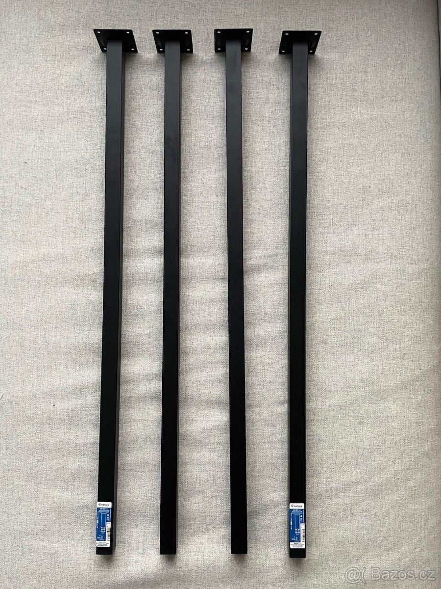 WALTECO kovové černé hranaté stolové nohy 4 x / podnoží