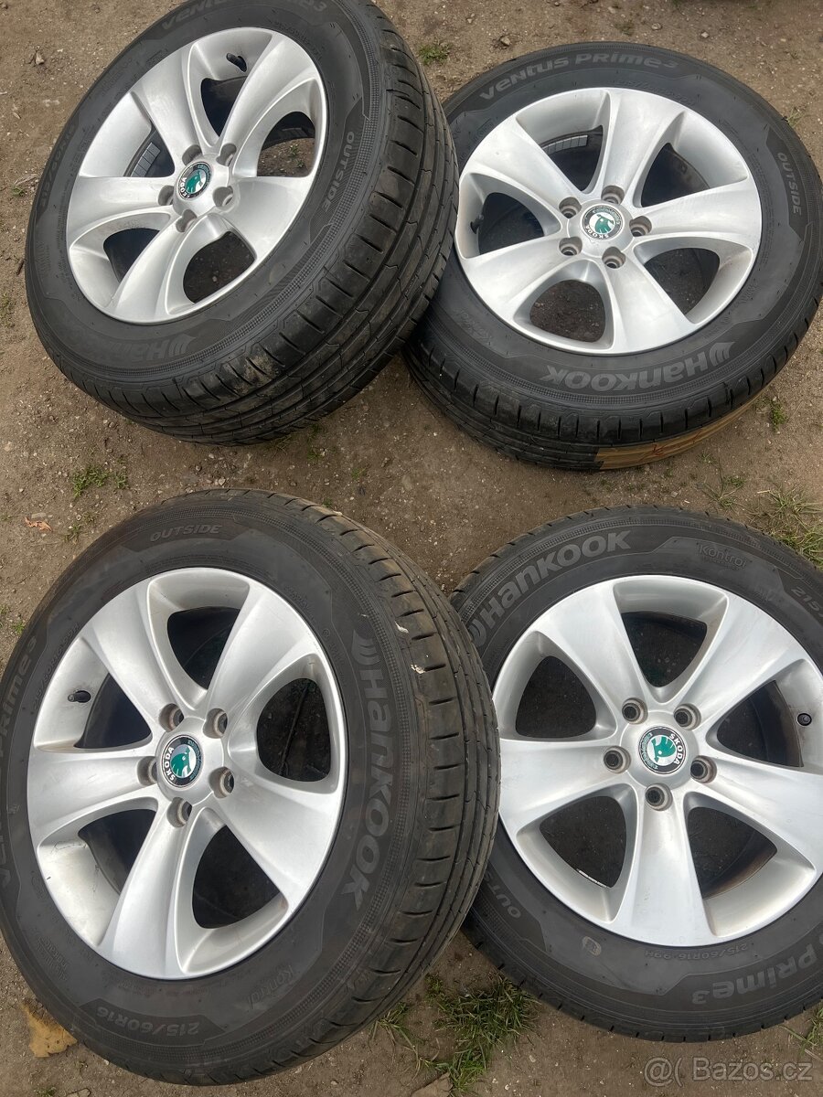 Prodám kompletní sadu alu kol na Škoda yeti 16 orygoš