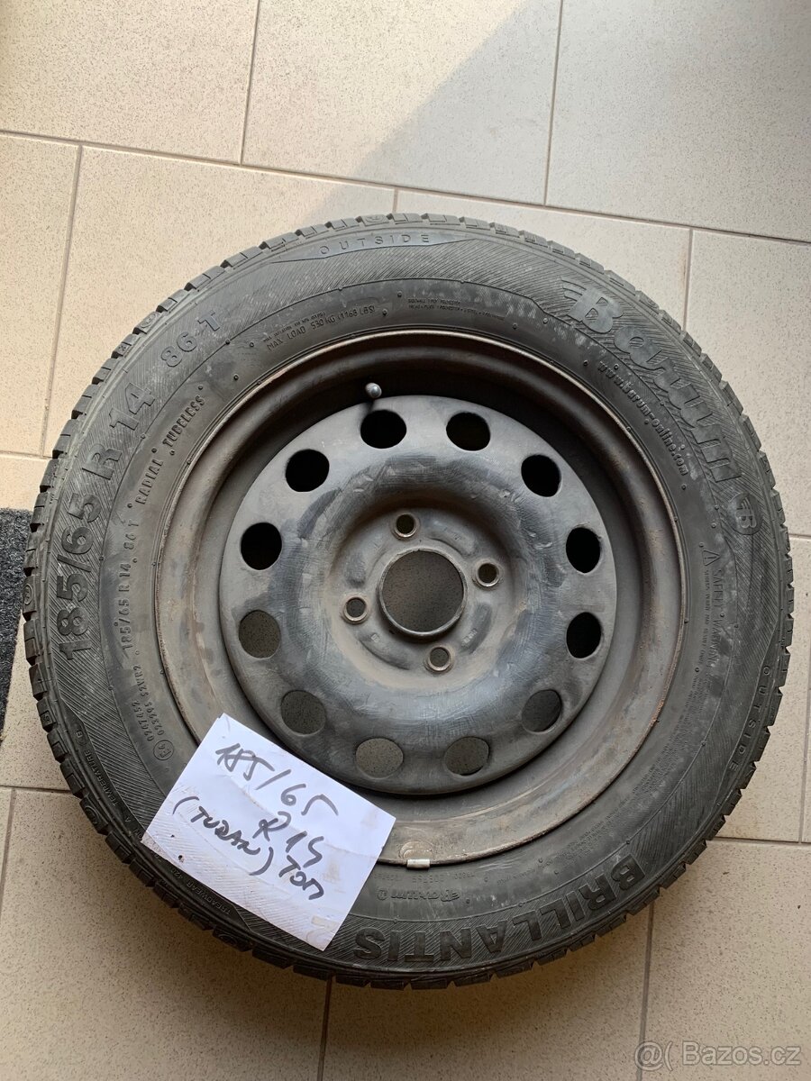 4 ks Letní pneu 185/65 R 14, 86T Barum, výborný stav,
