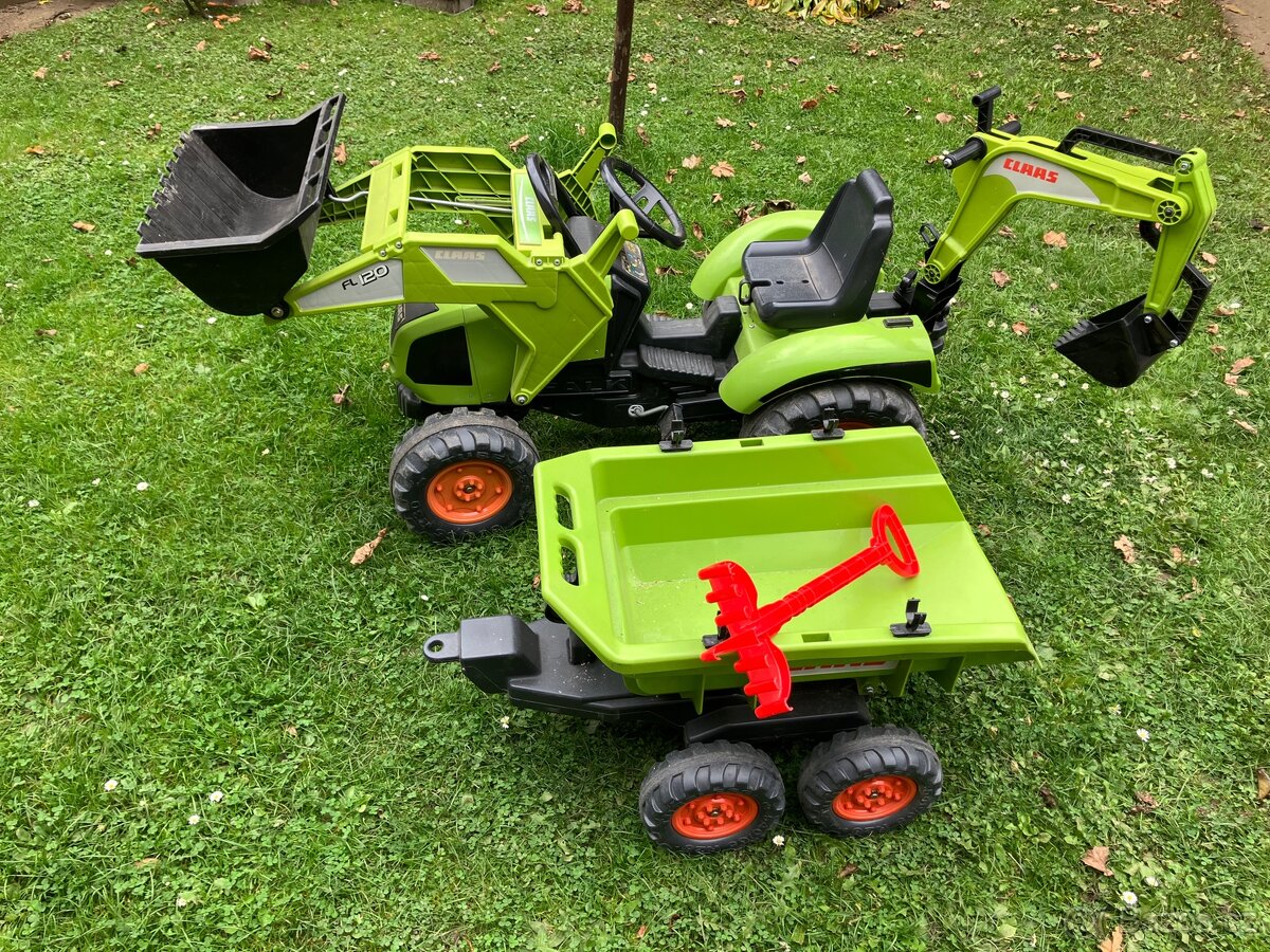 Dětský traktor Classic s přívěsem a nakladačem