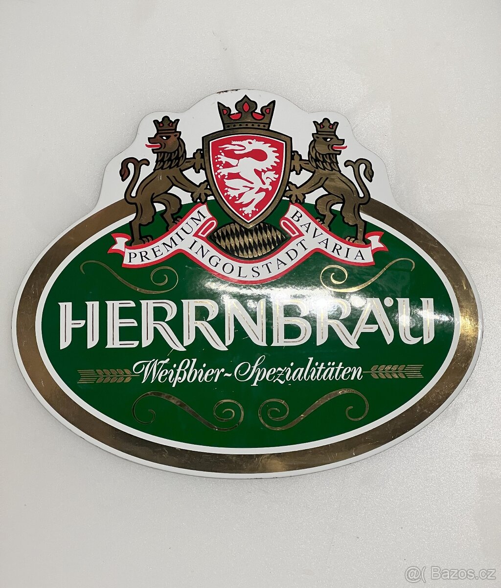 Original smaltovaná cedule "HERRNBRÄU" Halem GmbH