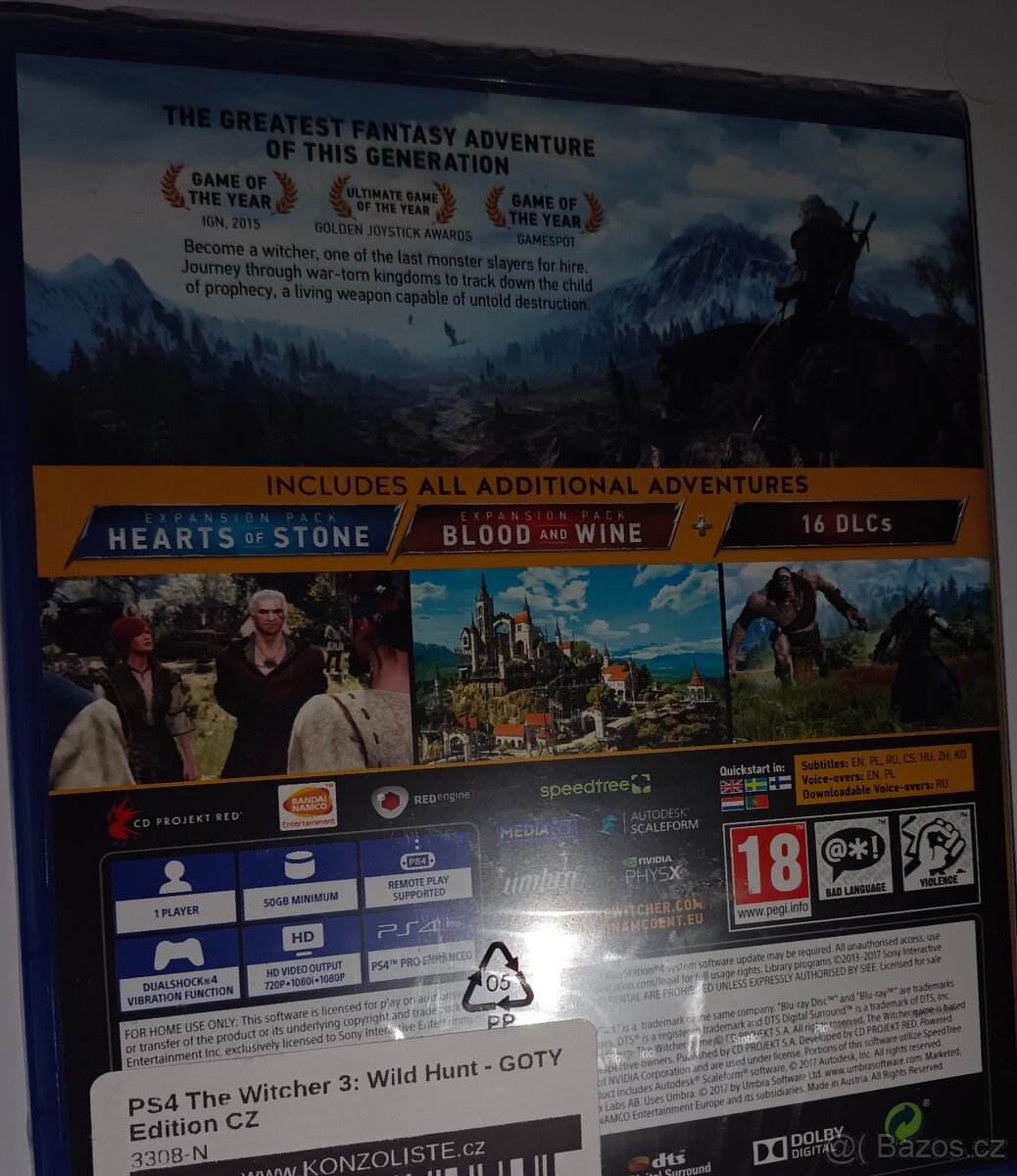 Witcher 3 GOTY edice nová zabalená CZ PS4