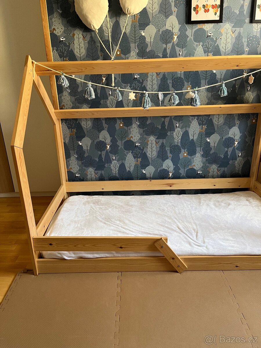 Dětská domečková postel 80x160cm - s roštem i matrací