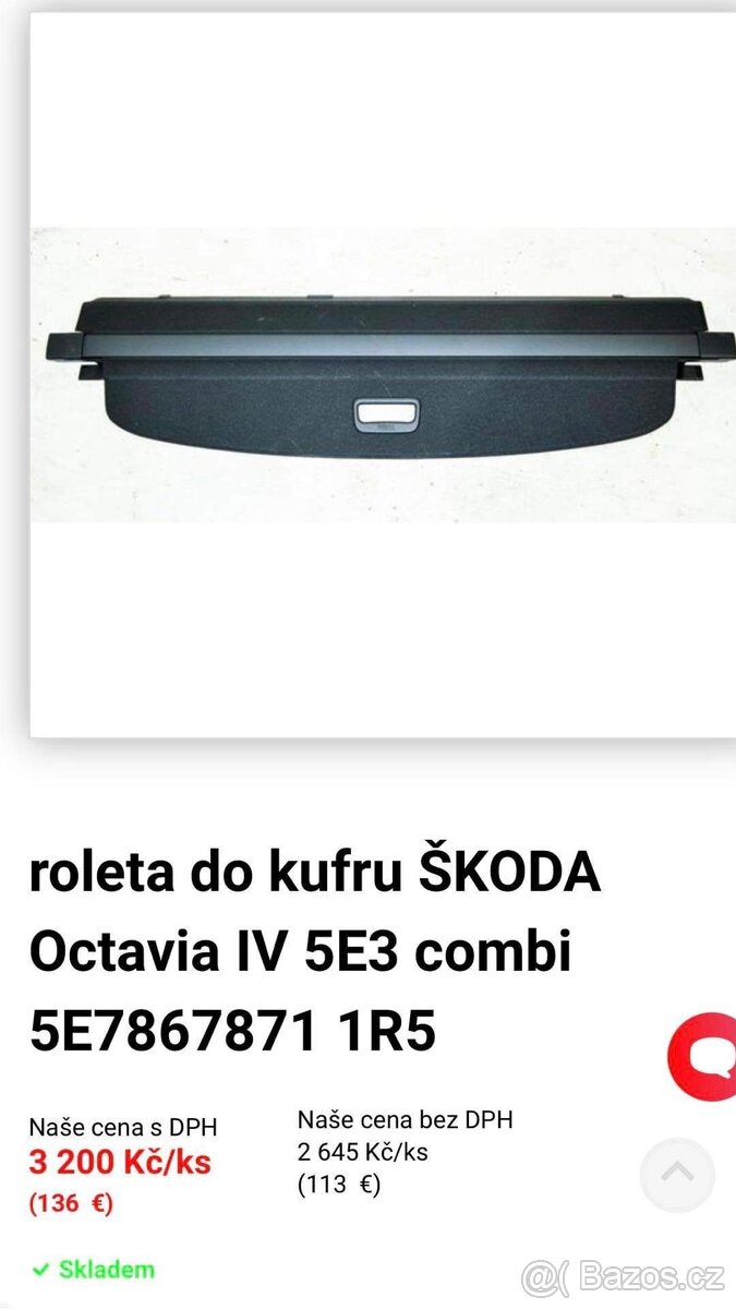 Roleta kufru Škoda octavia 2021