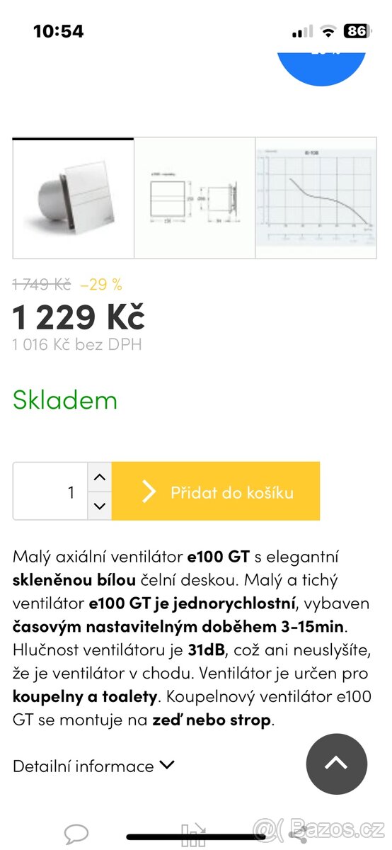 Koupelnový ventilátor CATA 100GT