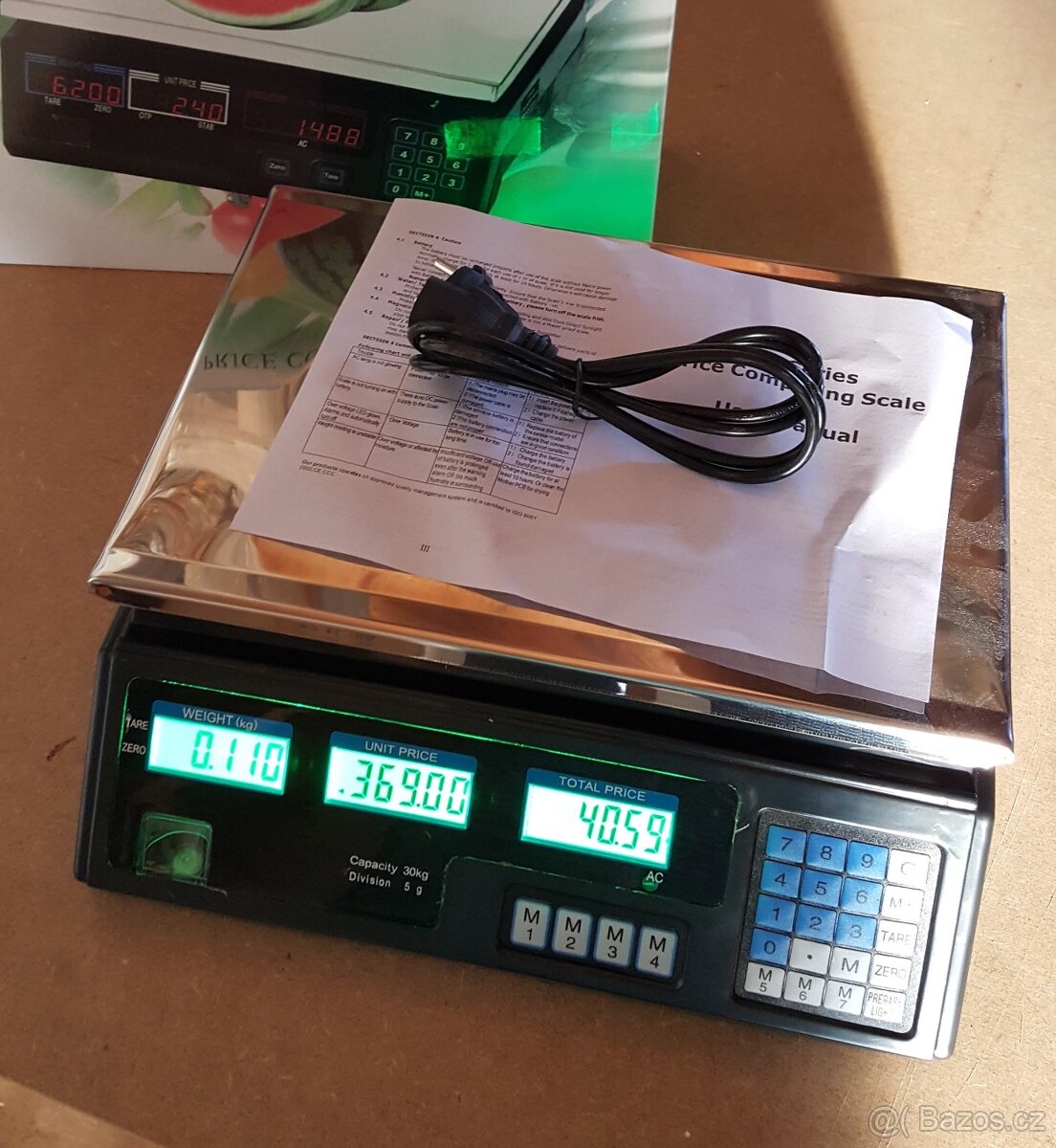 Digitální stolní váha ACS do 30 kg s výpočtem ceny, aku