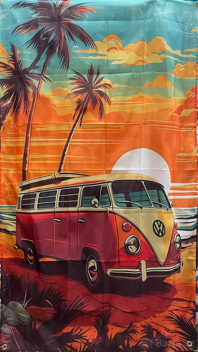 Baner - vlajka - prapor VW Transporter T1 RED 90x150 cm