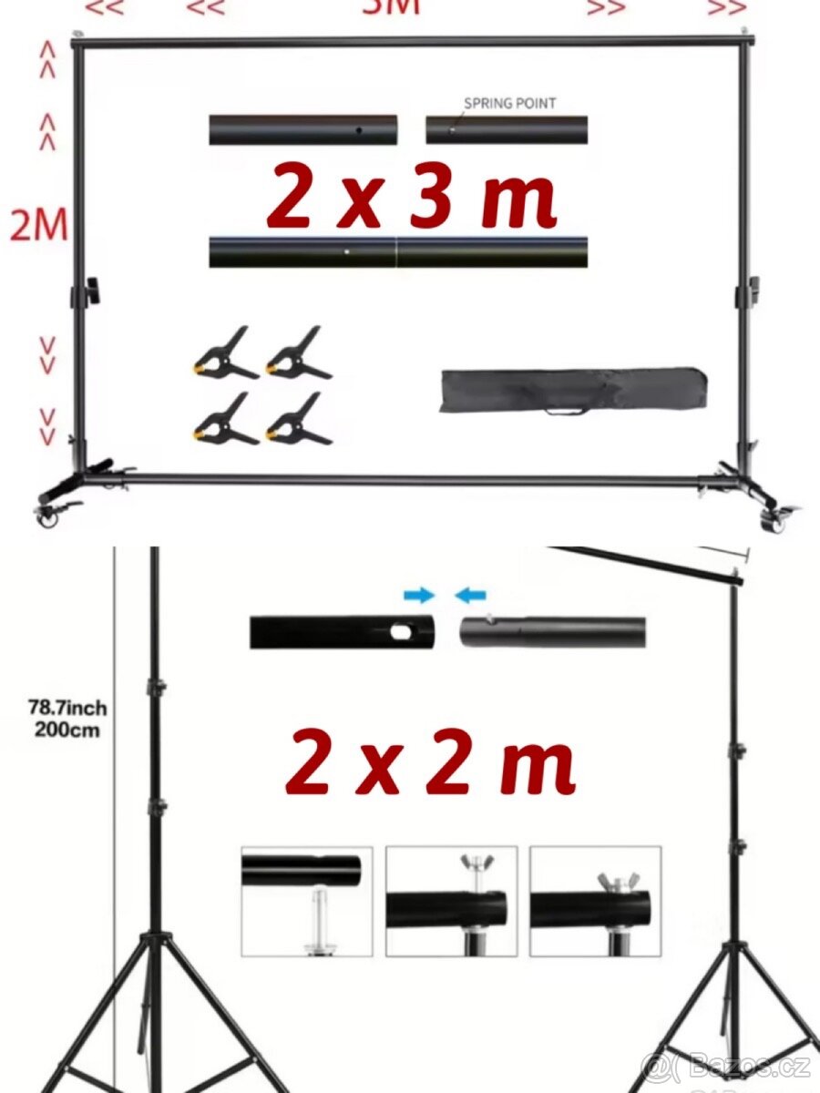 Foto stojan / konstrukce pro upevnění fotopozadí - RŮZNÉ