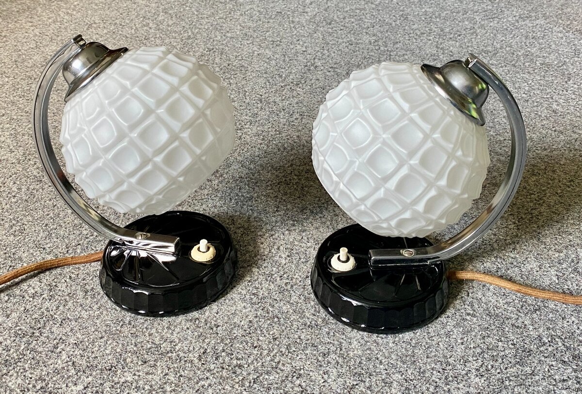 lampa lampička Art deco lampička chrom svítidlo staré