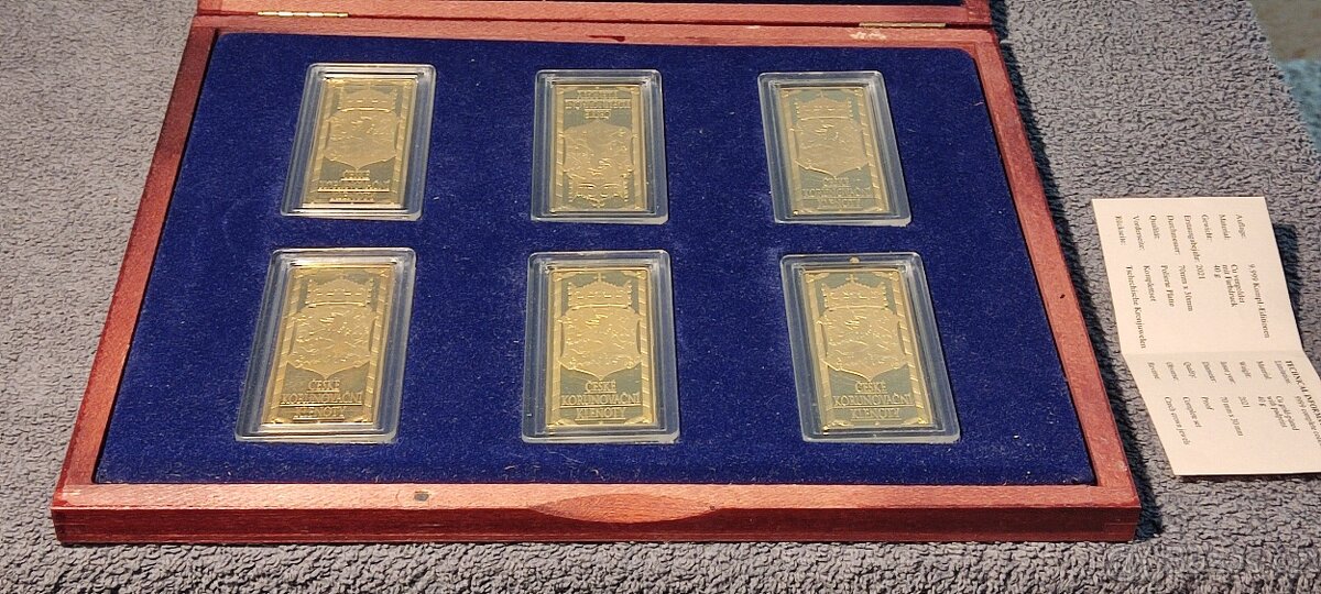 Sbírka korunovačních klenotů i s etui, pozlacené, certifikát