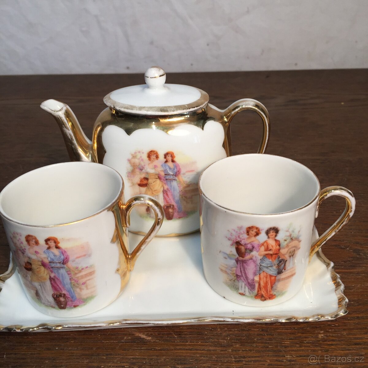 Porcelánová mokka souprava konvice šálky tác Stará Role