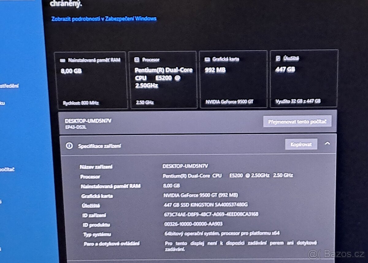 Intel Pentium Dual Core E5200/2,5GHZ, RAM 8GB