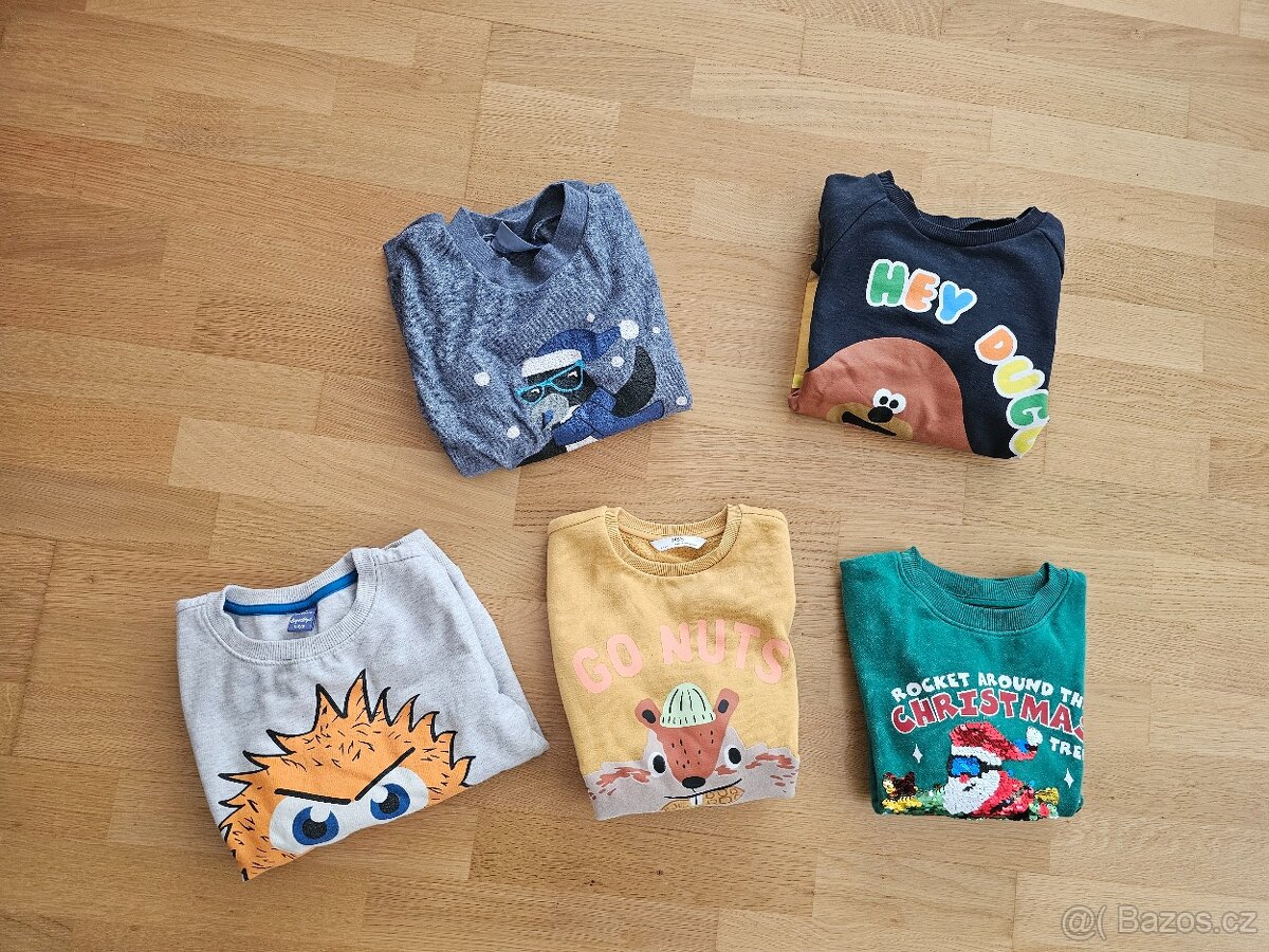 Set barevných mikin, 5x mikina, vel. 116