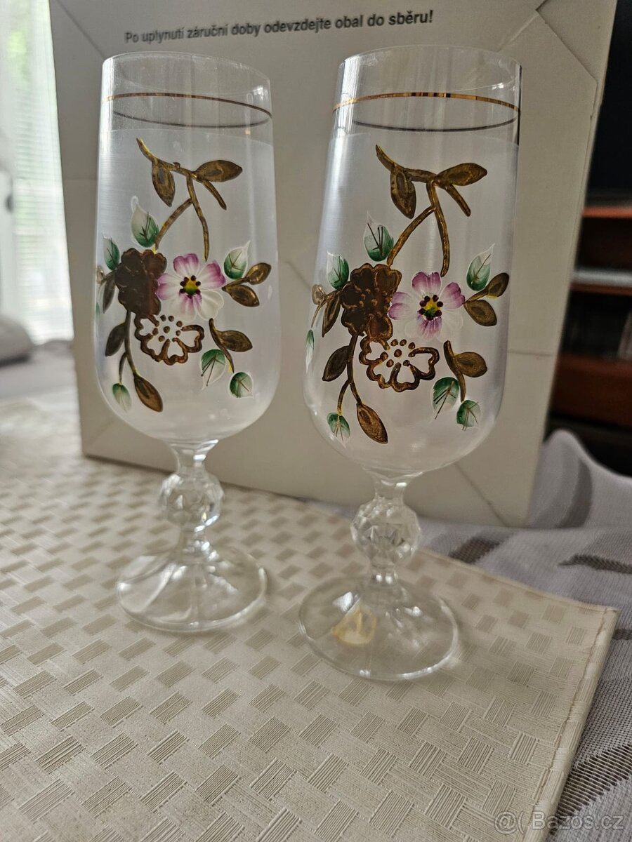 Staré zdobené skleničky 6 ks