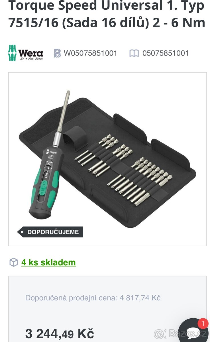 Wera sada nářadí momentovy klíč