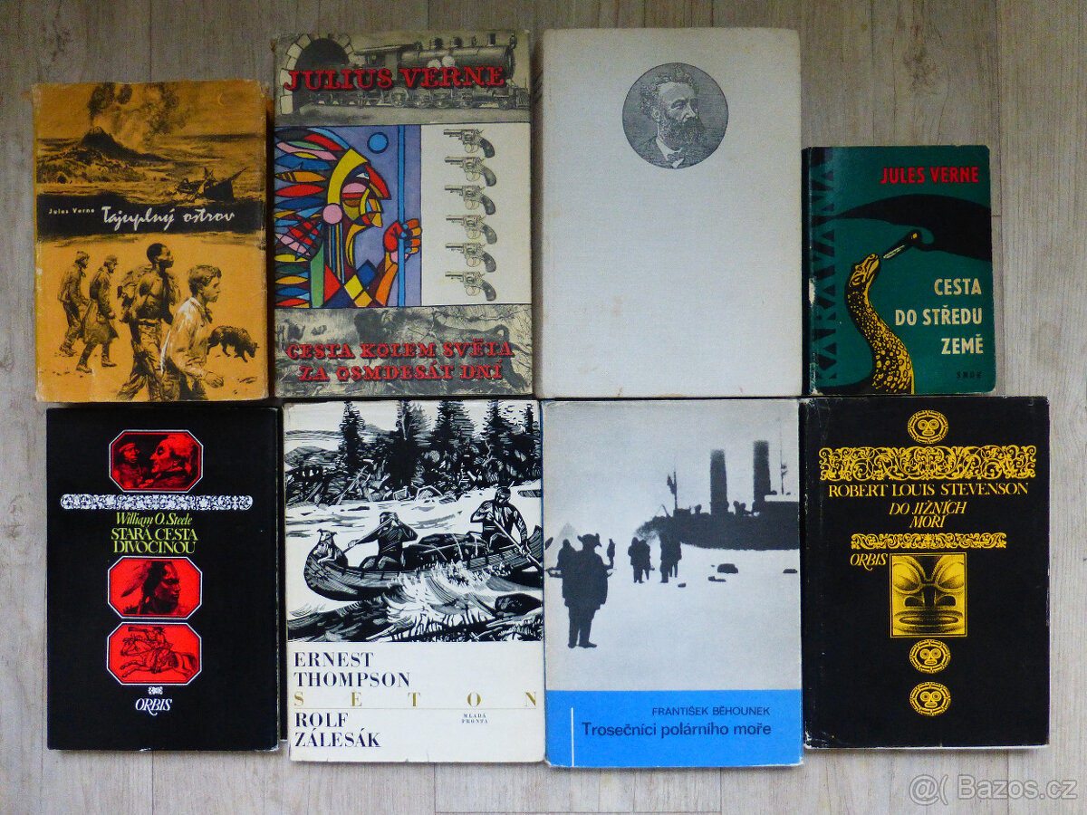 Dobrodružné knihy - Verne, Seton, Stevenson...