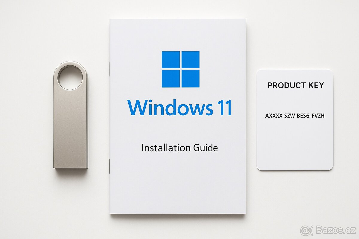 USB s Windows 11, návodem a klíčem, funguje i na starších PC