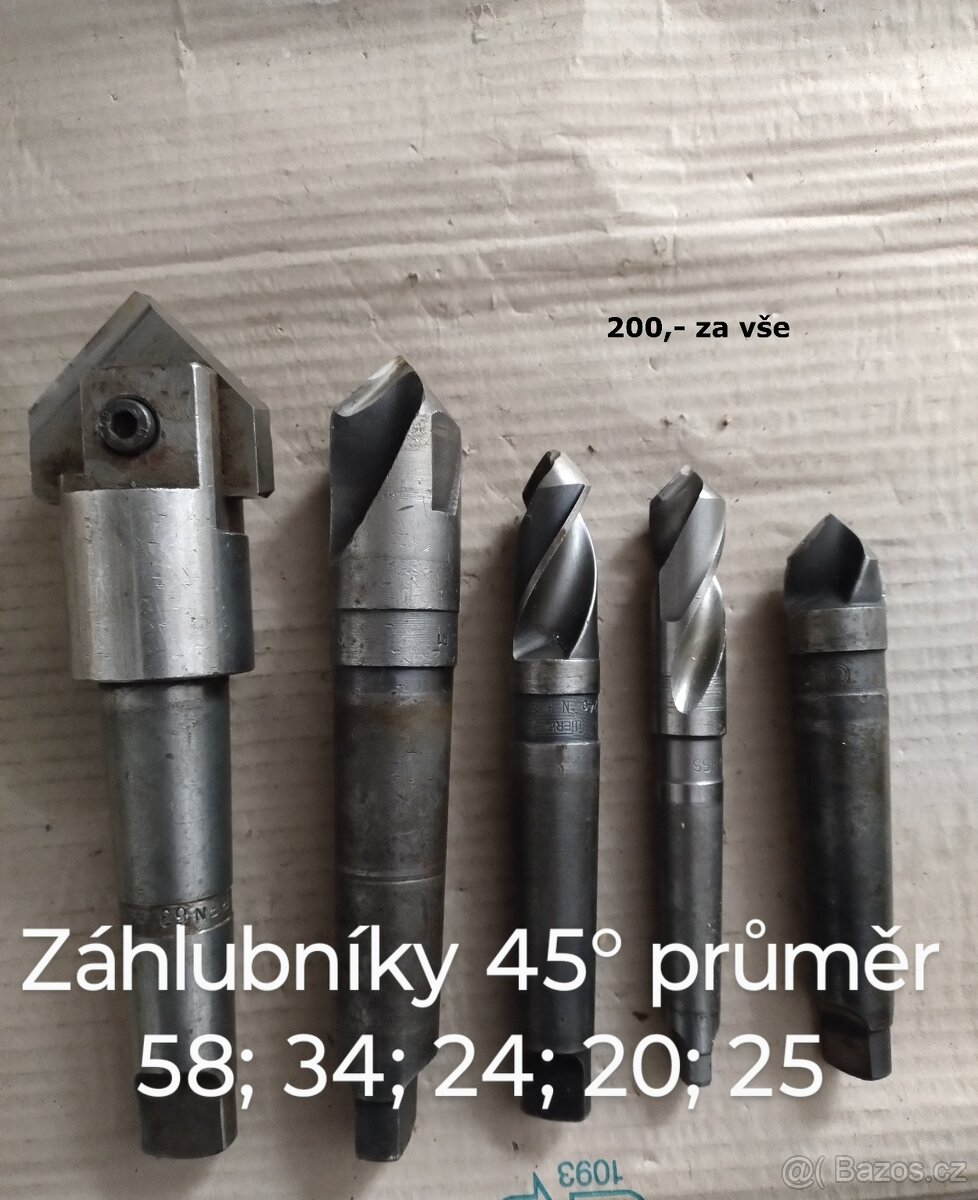Záhlubníky 45°průměr 58; 34; 24; 20; 25