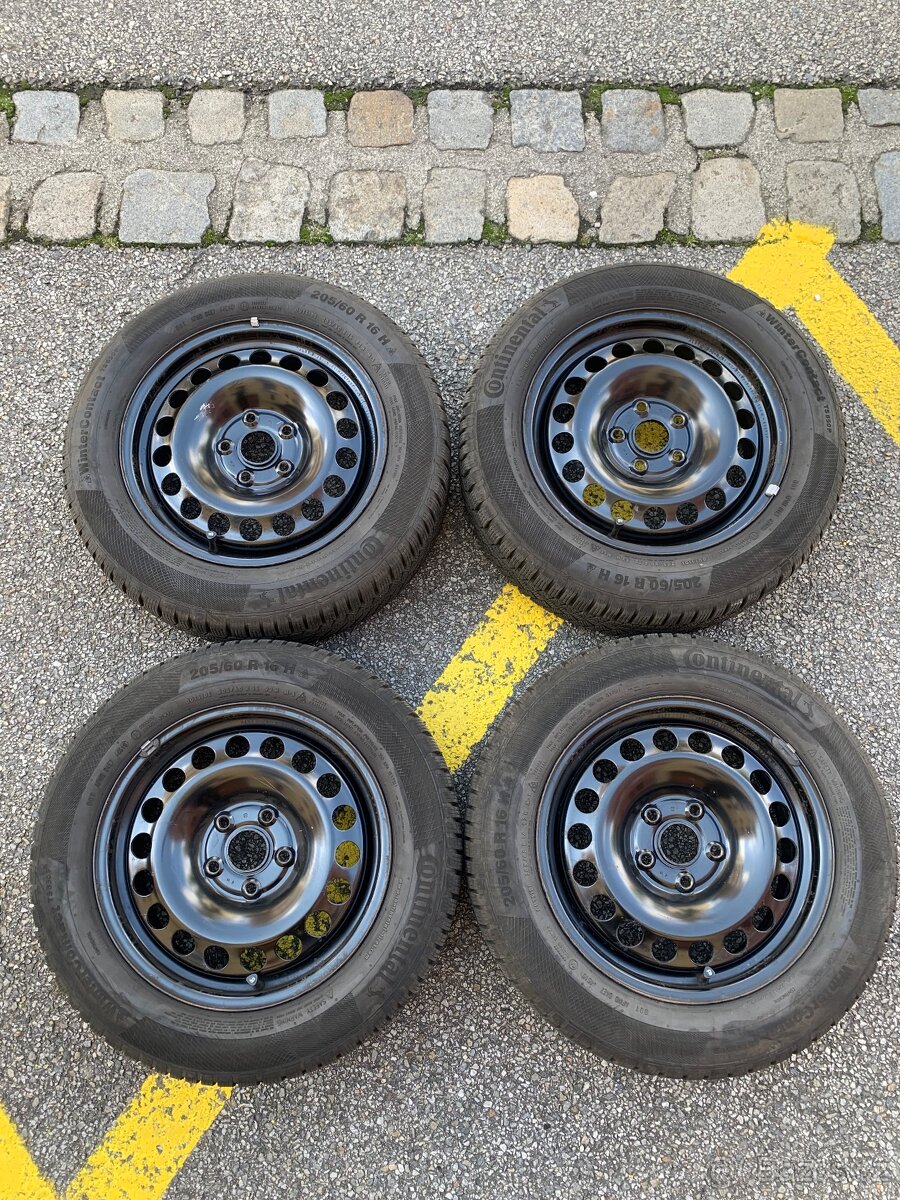 16” Plechové disky 5x112 včetně zimní pneu 205/60 R16