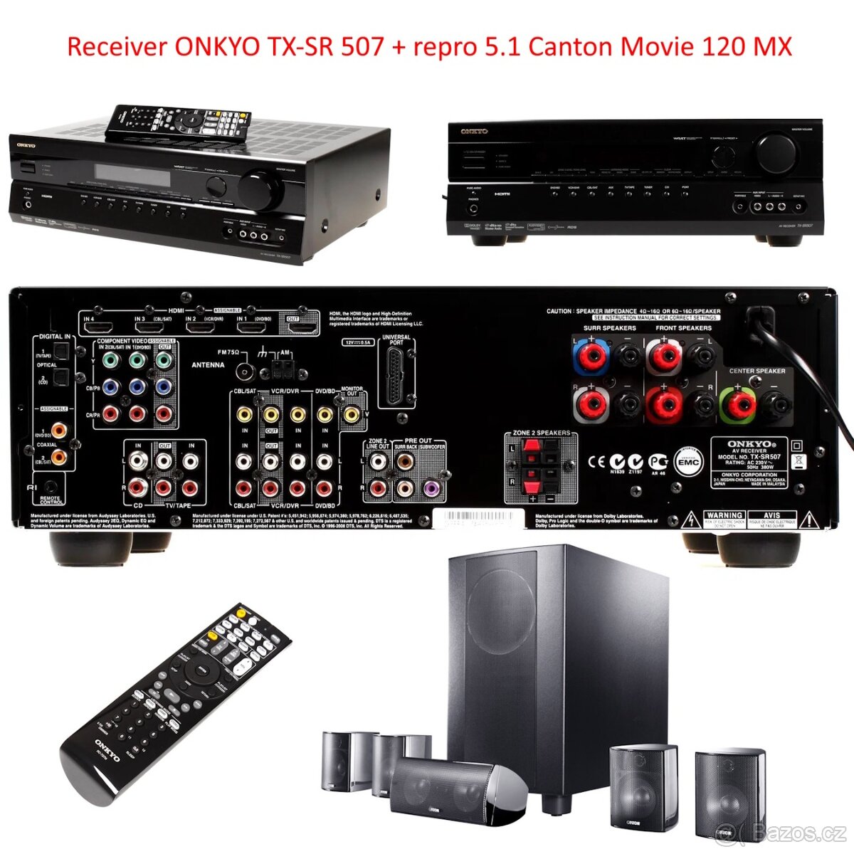 Receiver ONKYO TX-SR 507+repro Canton Movie 120 MX