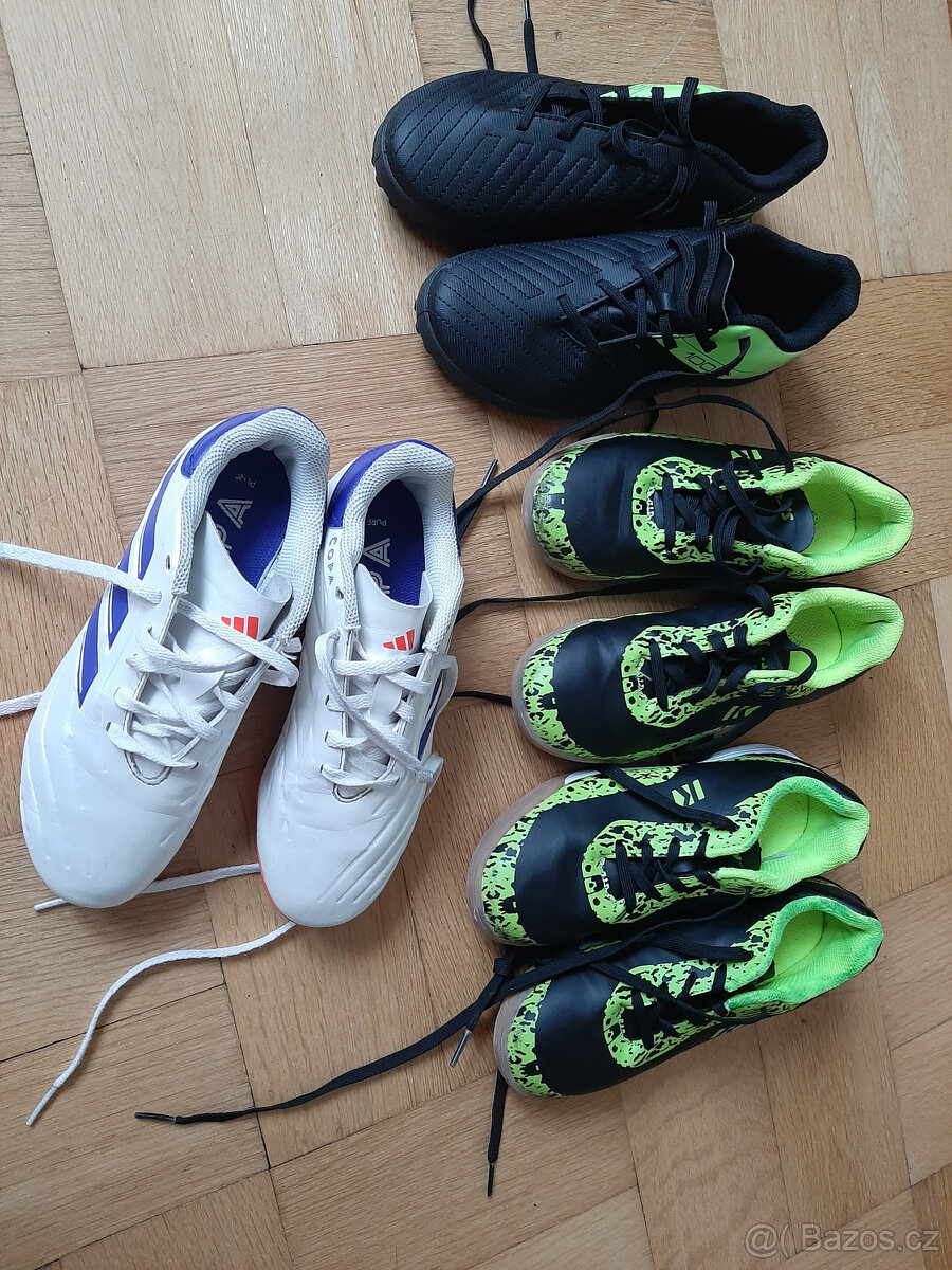 Sálovky vel. 33 (2x), kopačky vel. 35, turfy nové vel. 35