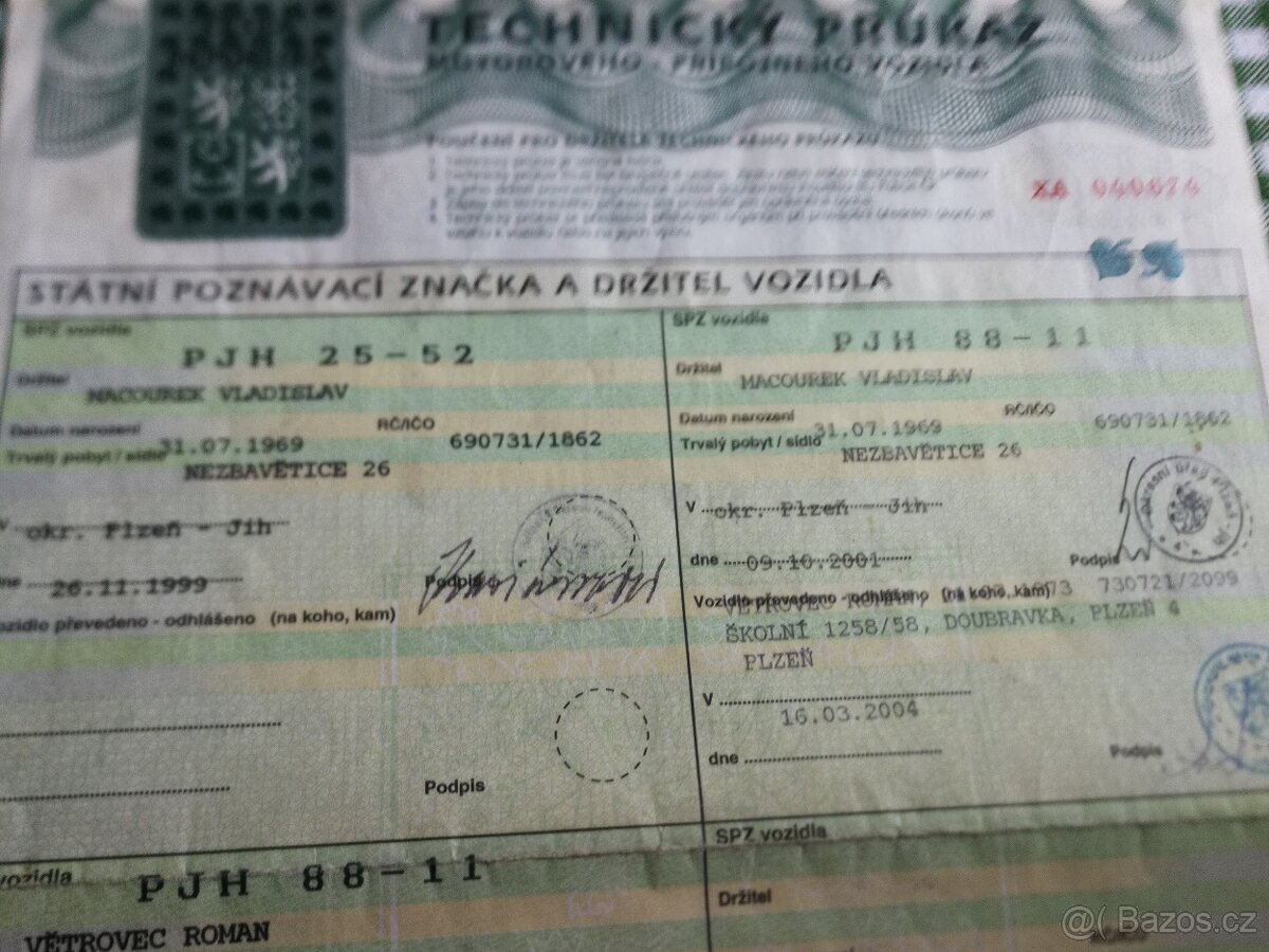 Staré technické průkazy