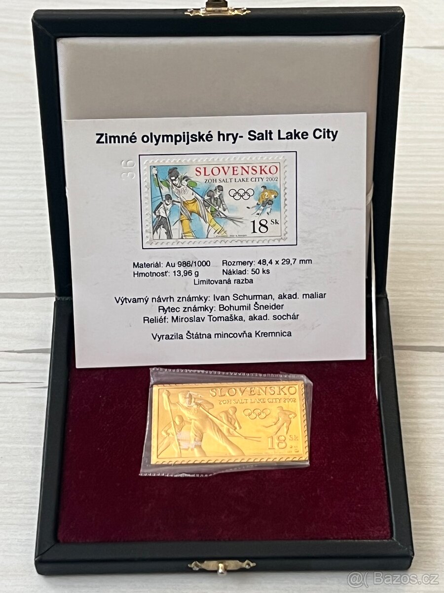 Zlato/ zlatý slitek Zimní Olympijské hry proof