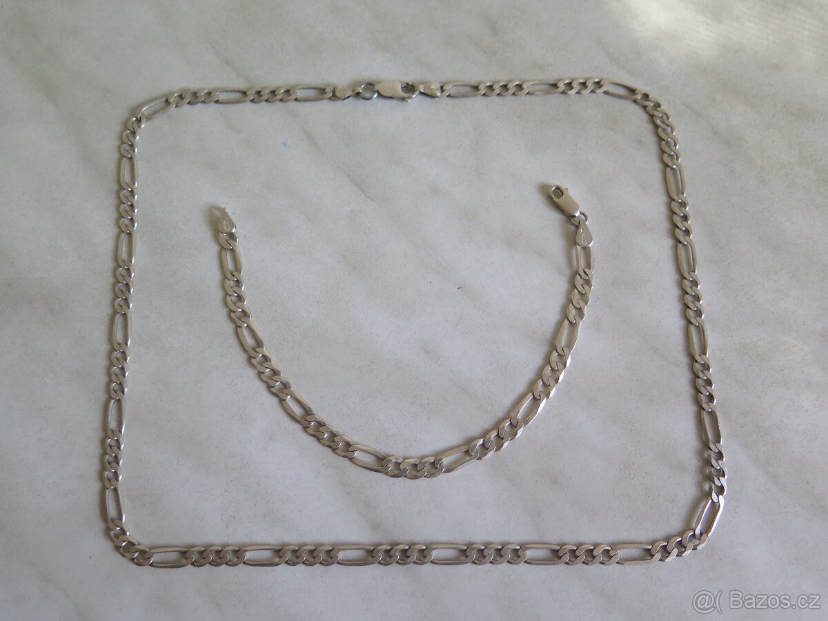 Pánský řetízek a náramek - stříbro 925  vazba Figaro