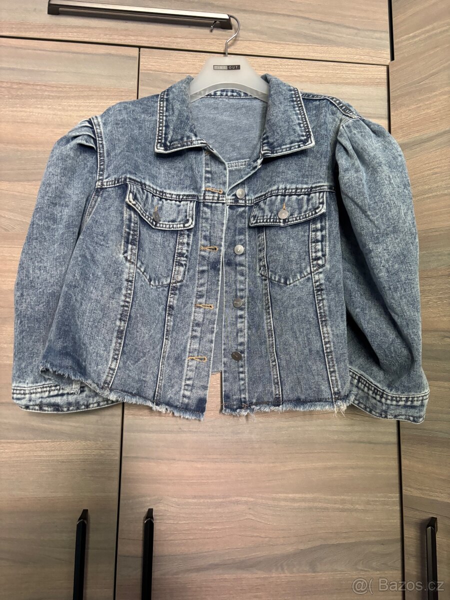 Riflová bunda s nařasenými rukávy 4XL