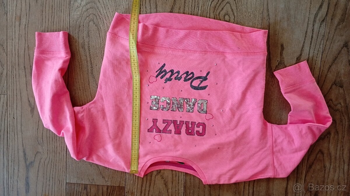 ruzova divci mikina delky 38 cm